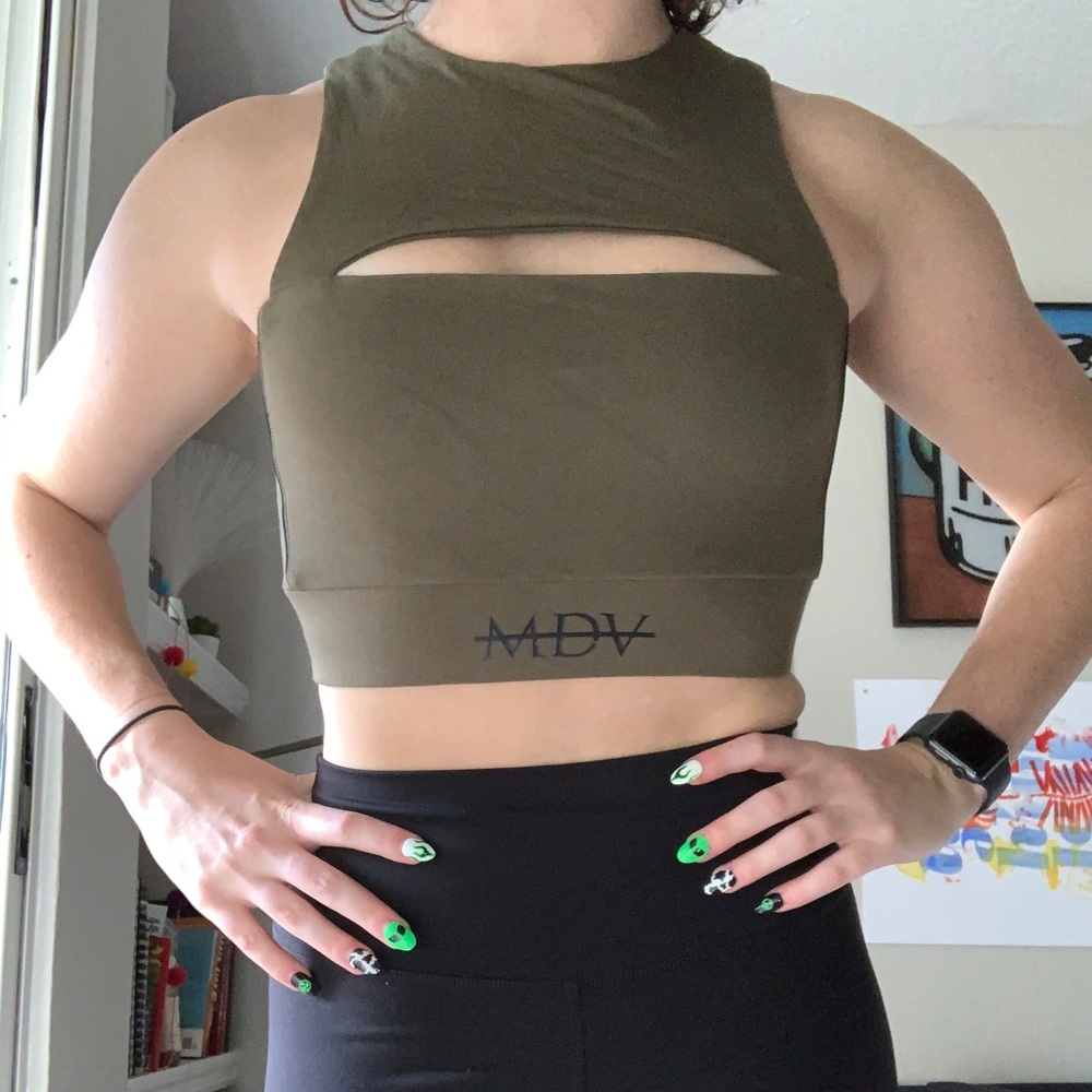 High Neck Cut Out Crop Top